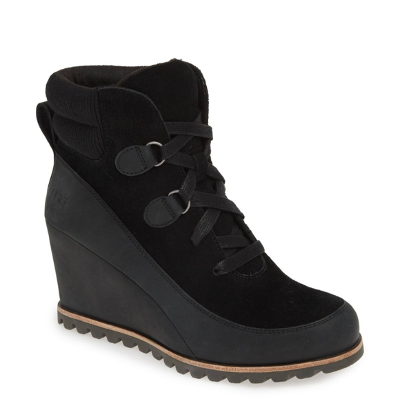 UGG Shoes - UGG Australia Women's Kriston Black Waterpoof Leather Wedge Boots